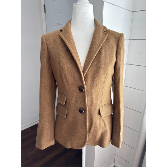 J Crew Blazer Womens 4 Brown Wool Jacket Tailored Lined Classic Career Office - Picture 1 of 8